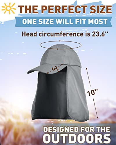 Tirrinia Wide Brim Sun Hat with Neck Flap for Men & Women, Breathable Hiking Fishing Safari Hat, Outdoor UV Protection Cap - color: #3 Grey
