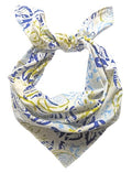AVKA Studio 100% Cotton Bandanas for Women & Men, 2 Pack 20x20 Inch, 22x22 inch Hand Printed, Lightweight Cotton Handkerchief - color: White Blue & Green, size: 22 x 22 Inches Large