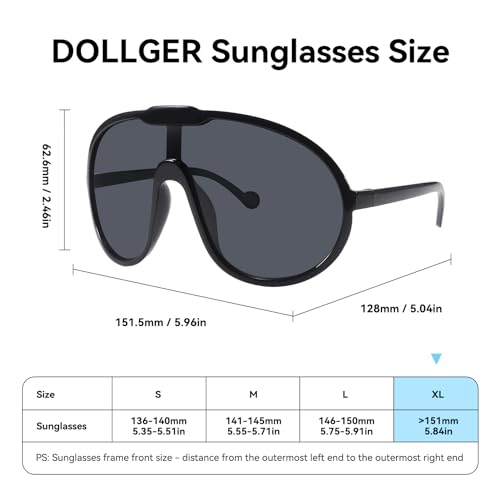 Dollger Oversized One Piece Sunglasses For Women Fashion Men Wrap Around UV400 Shield Goggles - color: 2 Packs: Black+yellow