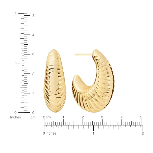 Amazon Essentials Plated Tailored Hoop Earrings - color: Gold Tone, size: L: 1.29" X W: 0.45"