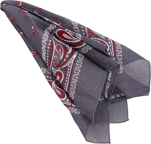 Motique Accessories Two Tone Paisley Bandana - Set of 3 - color: Charcoal