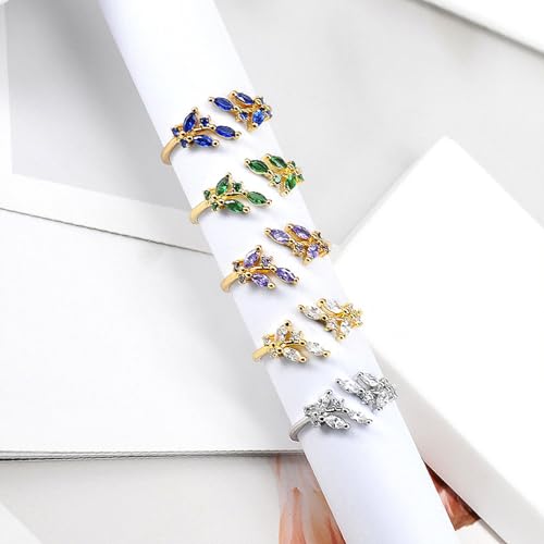 Dainty Rings Open Adjustable Ring Leaf Ring for Women Dainty Stackable Rings for Women - color: Red