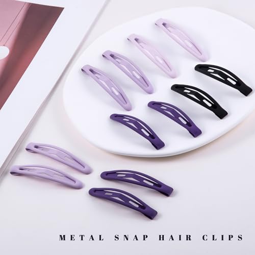 16 PCS Snap Hair Clips Metal Barrettes for Women Non Slip Barrettes for Thick and Thin Fine Hair,Matte Multiple Purple,2.36 x 0.43 Inches. - color: Matte Multiple Purple