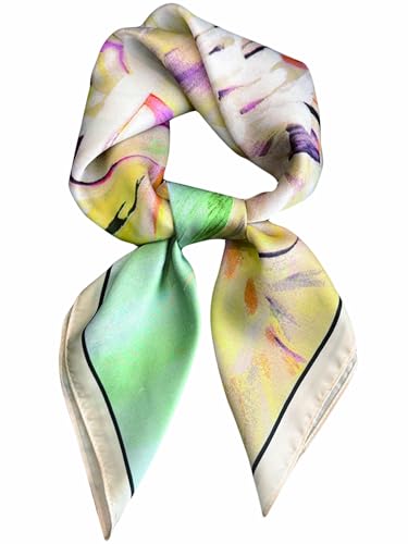 Silky Scarf for Women Lightweight Satin Bandanas Neck Hair Wrap For Sleeping Head Scarves 27.5" - color: A11 Light Petals/27.5"