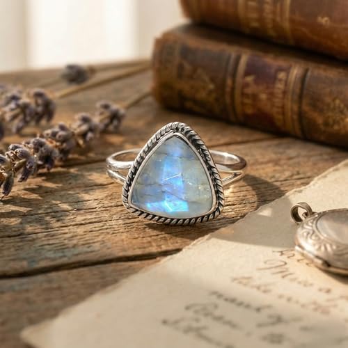 Rainbow moonstone Ring, 925 Sterling Silver Handmade Women's Ring