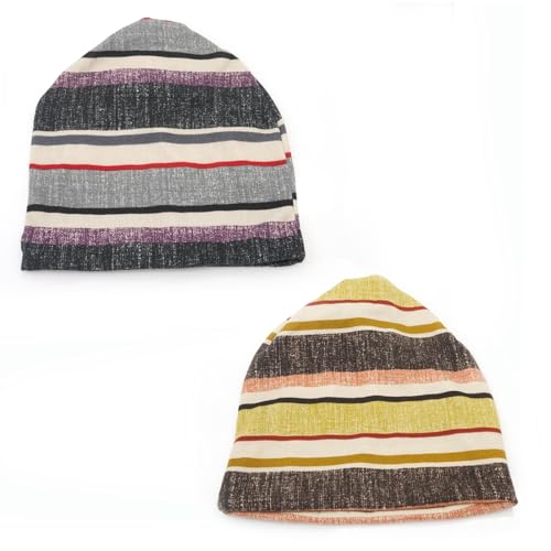 Women's Slouchy Beanie Cap Chemo Headwear Hats Scarf - color: K - Purple Yellow