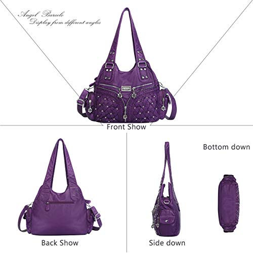 Angel Barcelo Purses for Women Large Shoulder Bag Soft Hobo Bags for Women - color: Purple