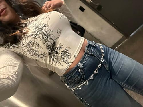 TEBIEKOY Heart Chain Waist Chain for Women, Y2K Floral Belly Chain Body Jewelry with Layered Links for Party, Festival & Night Out - style: Silver Heart