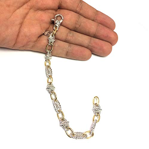 18k Yellow Gold And Sterling Silver Oval Link Bracelet, 7.5"