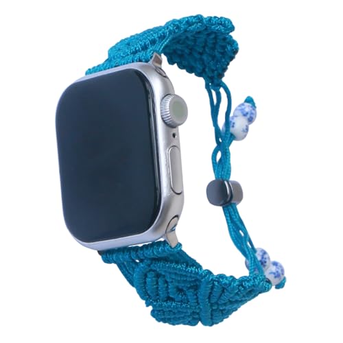 4th Generation Handmade Nylon Braided Boho Style Watch Strap for Apple Watch - color: Sky Blue, size: 44/45/46mm