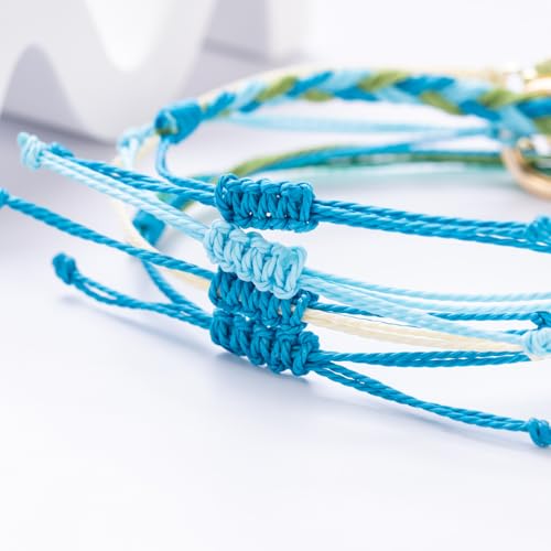 Sunflower Friendship Bracelets Boho Stackable String Bracelets Cute Trendy Gifts for Teen Girls Women - color: Green Blue
