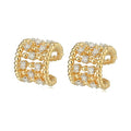 MTMY Gold Ear Cuff Earring for Women 14K Gold Plated Cubic Zirconia Non-Pierced Clip on Cartilage Chunky Ear Cuffs Hypoallergenic Jewelry - style: 5cz / pair
