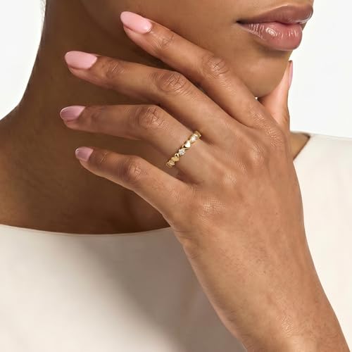 Cross Ring 14K Gold Plated 925 Silver with CZ, Stackable Rings - color: Love 14K Gold, size: 5