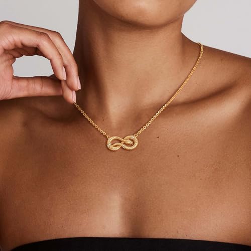 Fettero Animal Necklaces for Women 14K Gold Plated Charm Snake Necklace Elephant Bird Cat Butterfly Pendant Cute Dainty Necklace Jewelry - style: Snake Infinity