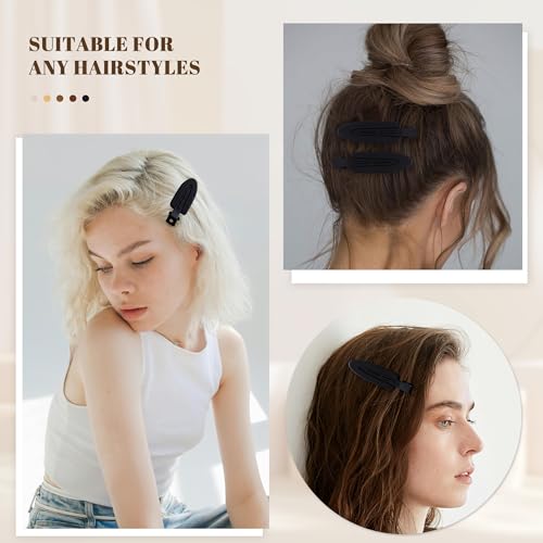 10 Pcs Creaseless No Crease No Bend Flat Hair Clips For Styling Non Slip Makeup Clips For Women Salon Hairstyle,Matte Black - color: Matte Black