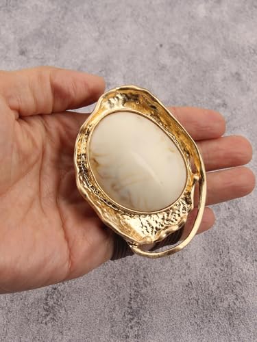 GelConnie Long Necklaces for Women Boho Large Pendant Necklace Casual Bohemian Brown Leather Choker Sweater Circle Statement Stone Necklace - style: Large Stone Pendant Necklace