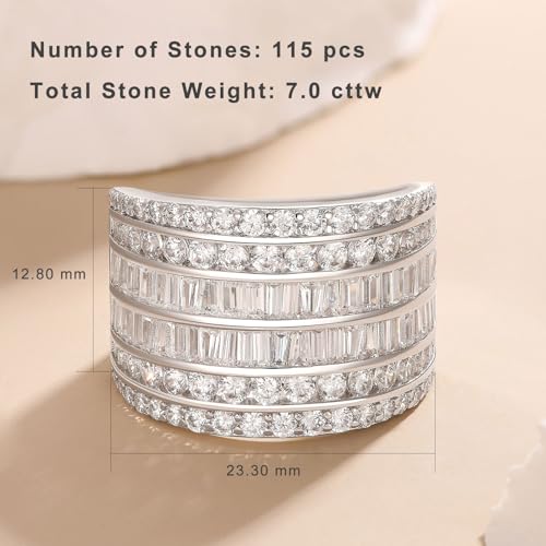 Wide Wedding Bands for Women Cubic Zirconia Engagement Bridal Eternity Stackable Rings White Gold Size - color: Classic Eternity