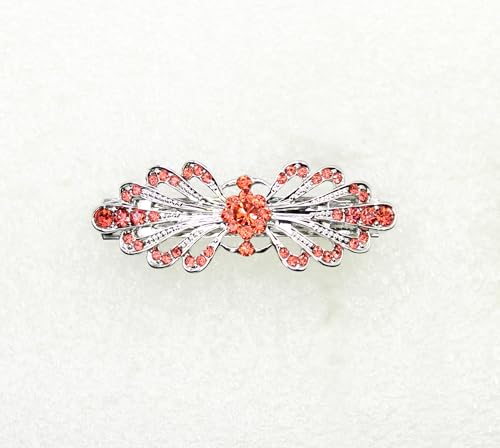 Faship Coral Small Mini Floral Hair Barrette Clip - color: Coral