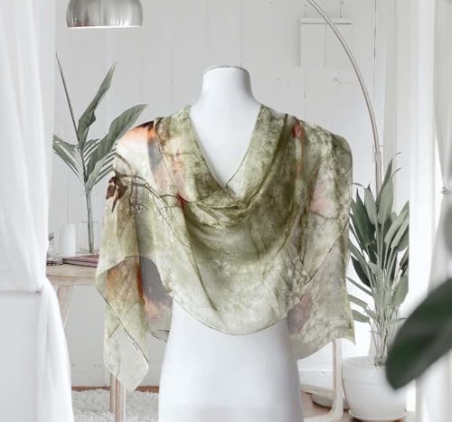 Xyueanlo Fashion Scarves for Women Lightweight Elegant Scarf Sunscreen Wraps Shawls - color: Plum Flower Orchid Green