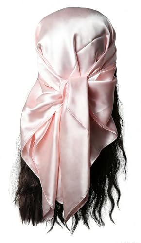 vabovin Satin Head Scarf for Women Solid Color, 35×35 in | Silk Feel Neckerchief, Hair Scarf, Fashion Bandana, Headscarf, Headband, Hair Wrap Sleeping, Daily Fashion Styling - color: 223 Baby Pink