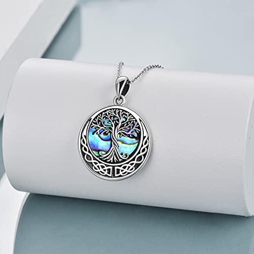 ONEFINITY Tree of Life Necklace 925 Sterling Silver Abalone Shell Celtic Knot Pendant Necklace for Women Jewelry - style: Abalone Shell Tree