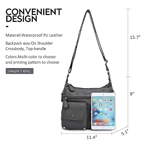 Angel Kiss Crossbody Bags for Women, Ladies Shoulder Handbags and Purses Medium Faux Leather Pocketbooks | Ladies - color: 24-grey