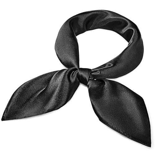 American Trends Women Silk Feeling Scarf Satin Head Scarves Square Wrap Neck Scarf Lightweight Silk Like Bandana - color: 01 Black