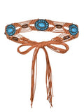 TeeYee Women's Waist Belt Adjustable Boho Style Handwoven Bohemia Tassel Rope Tie with Wooden Beads Braided Chain for Dress - color: Bw0272tan