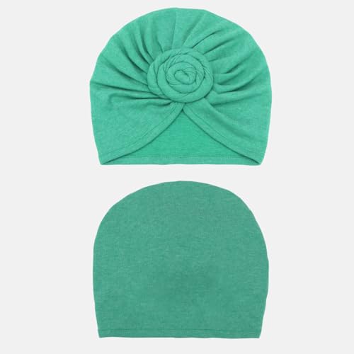 DRESHOW 5 Pack Knotted Headwraps for Women African Turban Pre-Knotted Beanie Headwraps Hair Covers - color: 5 Pack Donuts: Blue, Lake Green, Pink, Grey, Black