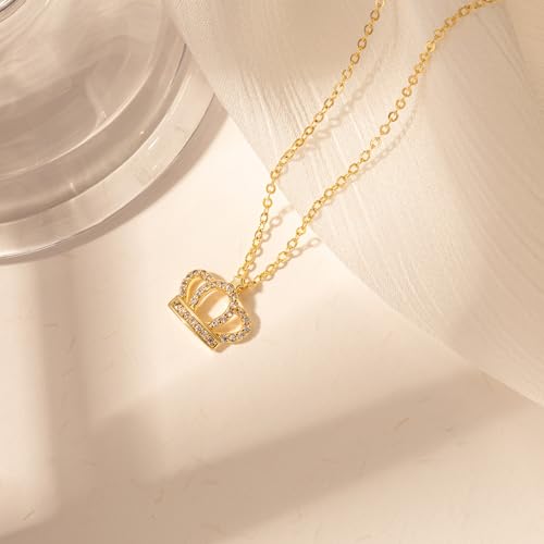LLWOM Gold Necklace for Women-14k Gold Plated Infinity Necklace Star Of David Necklace Evil Eye Cross Pendants Heart Dainty Gold Necklace For Women - color: Gold, style: Crown Necklace