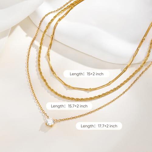 KSF Gold Lariat Necklace for Women Y Shaped Layered CZ Drop Chain | Y shaped necklace; Layered CZ detail; Long lariat style; Gift for her - color: Gold-3