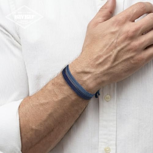 HAVHAF Knotted Mens Hair Ties For Men 8pcs (Thin, Denim) - No damage Crease Breakage Man Bun Hair Tie Men with Long Hair For Curly Thick Elastic Hair Ties For Guys | Perfect hairtie For Man - color: Denim