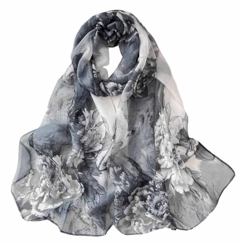 Xyueanlo Scarfs for Women Fashion Scarves Print Pattern Lightweight Sunscreen Scarf Wraps Shawls - color: Peony Black White