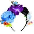 Flower Crown Day of the Dead Headpiece Mexican Flowers Butterfly Crown Flower Crowns Halloween Headbands for Halloween Party - color: Multicolor-2