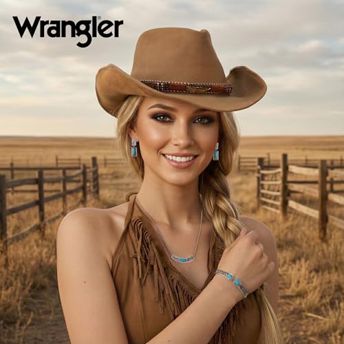 Montana West Wrangler Cuff Bracelet for Women Western Turquoise Adjustable Open Bangle Silver Plated Carved Floral Cowgirl Country Jewelry - color: 3pcs-Turquoise