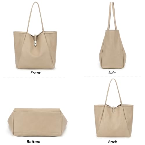 TANTOMI Tote Bag for Women Vegan Leather Purses and Handbags Ladies Waterproof Big Shoulder Bag for Travel - color: A-beige