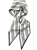 kcctoo 59" Mulberry Silk Like Head Scarf Women's Fashion Square Neck Satin Scarfs for Bag Hair Scarves Gift 59 * 5.9” - color: B008-cream Leopard Stripe Scarf