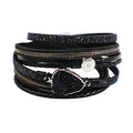 Artilady Leather Wrap Bracelets for Women - Pearl Bracelets Handmade Clasp Bangle Bracelet with Beads Jewelry Gift for Women and Mother - style: Black with druzy