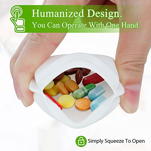 1 Pieces Pill Organizer Reusable Pocket Pill Case Portable Open Pill Pouch Silicone Small Pill Box Pill Container Pill Holder Pill Bags Organizing Medication, Vitamins, and Tablets for Travel (White) - size: Pack of 1