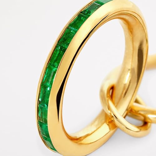SLOONG Gold Stackable Rings for Women Non Tarnish, Dainty 18K Gold Plated Cubic Zirconia Rings, Silver Rose Gold Rings Set, Multi Ring Mixed Metals Stackable Ring Set for Women - style: 3PCS Gold+Green