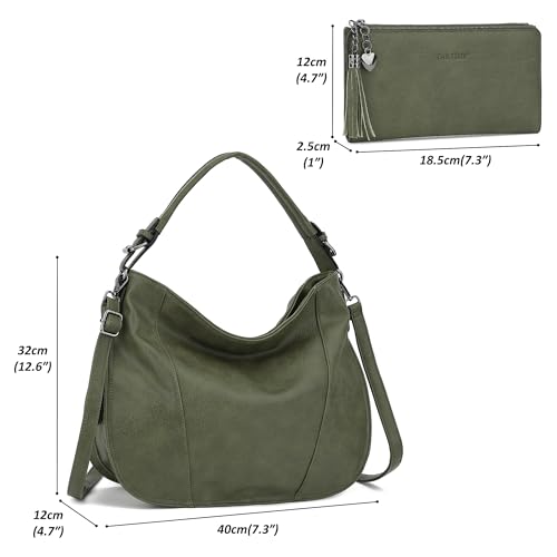 TANTOMI Hobo Bags Purses for Women, Women's Crossbody Handbags and Shoulder Bag, Multi-Pocket Large Hobo Purse - color: Green