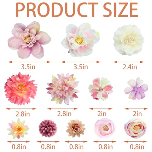 21 PCS Flowers Hair Accessories for Women and Girls Boho Hair Barrettes Clips Floral Rose Bride Headpiece for Wedding Festival - color: Pink, size: 1 Count (Pack of 21)