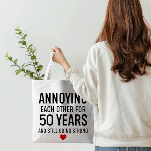 Motivational Canvas Tote Bag,Positive Affirmation Gifts for Women Men Reusable Grocery Shopping Tote Bag Purse - color: 50 Years