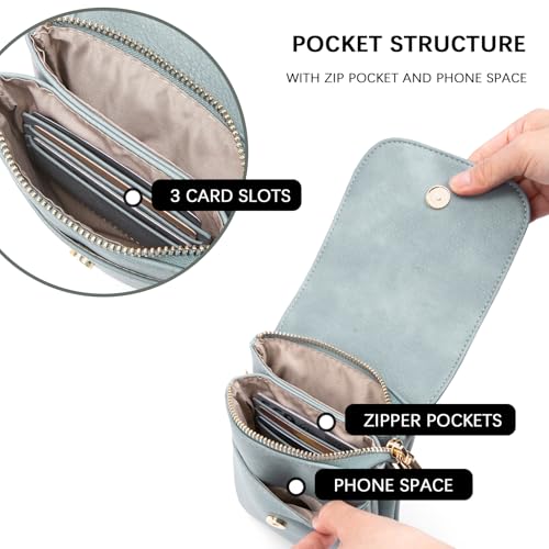 BOSTANTEN Vegan Leather Crossbody Bags for Women Designer Cell Phone Bag Wallet Purses Adjustable Strap - color: Denim Blue