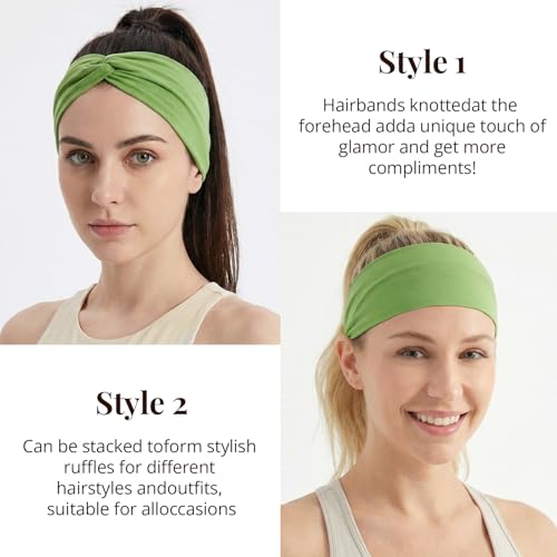 10Pcs Wide Boho Headbands for Women and Girls, Twisted Knot Design, Large Turban Style Hair Wraps, Non-Slip Stretchy Sport Workout Yoga Gym Running Headbands