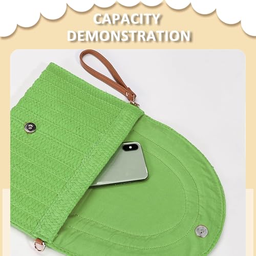 Crossbody Bags for Women, Straw Clutch Purses, Bohemian Handmade Woven Envelope Package, Tassel Handbags for Women | Bohemian - color: Light Green
