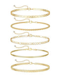 14K Gold/Silver Plated Ankle Bracelets for Women Anklet Set Waterproof Tarnish Resistant Adjustable Dainty Layered Lightweight Hypoallergenic Vacation Beach Pool Party Summer Jewelry Gift - style: Style5