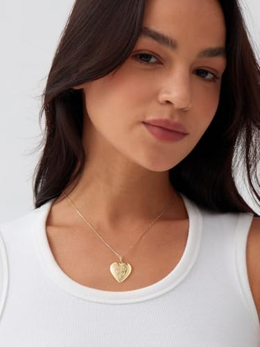 U7 Women Locket Necklace Platinum 14K Gold Photo Lockets that Hold Picture,Chain 20 Inch Personalized Gift Custom Love Heart Image Necklaces - color: 03# Gold*2 Heart