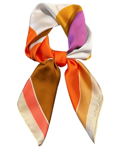 Satin Bandana Headscarf for Women Silky Hair Scarves for Fashion Lightweight - color: 19-orange Dots
