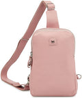 Leather Sling Bag for Women Genuine Crossbody Purse Small Trendy Cross Over Chest with Phone and Credit Card Slots (Baby Pink Nappa) - color: Baby Pink Nappa